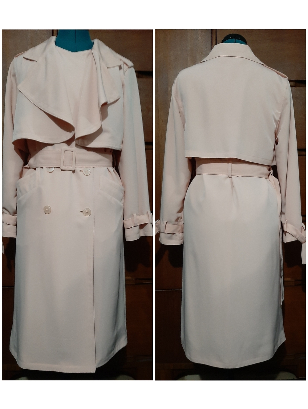 Light Peach Trench Dress with Belt